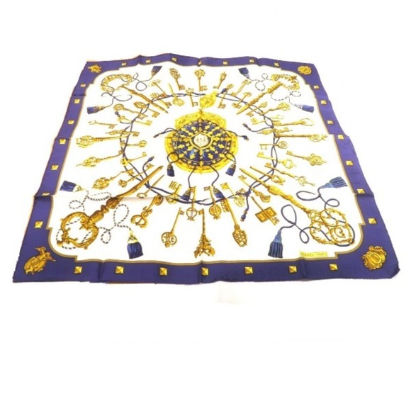Hermès Carré 90 Blue Silk scarf - Picture 1 of 6